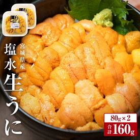 【ふるさと納税】生うに 宮城県産 塩水 生うに 80g ×2~4個 冷蔵 塩水うに 新鮮 ミョウバン不使用 無添加 刺身 雲丹 小分け むき身 宮城県 石巻市 ウニ 生ウニ ムラサキウニ 厳選 三陸 順次発送 旬 期間限定 今だけ