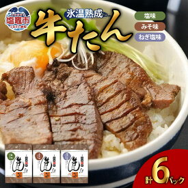 【ふるさと納税】塩・みそ・ねぎ塩 牛たん3種セット（各2パック × 3種） 塩竈市 塩釜市