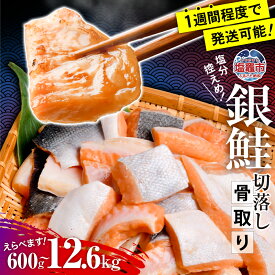 【ふるさと納税】銀鮭 切落し 骨取り 600g ～ 12.6kg 内容量が選べる！小分け 冷凍 うす塩 塩分控えめ　定期便 3回 6回 鮭 骨なし さけ サケ シャケ 塩鮭 塩さけ 魚 おかず 骨抜き 切り身 海産物 魚介 家庭用 サーモン 銀鮭切り身 塩釜水産食品 塩竈市 宮城県