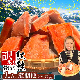 【ふるさと納税】 定期便 選べる回数 (1.1kg × 12回 〜2回) 訳あり 鮭 紅鮭 天然紅鮭 骨なし 切り落とし 冷凍 わけあり 規格外 不揃い 骨取り 魚介類 訳あり品 水産加工品 サケ シャケ サーモン 海鮮 おかず おススメ 冷凍食品 SDGs応援品 塩竈市 塩釜市 ヤマコ武田商店