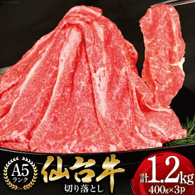 【ふるさと納税】肉 仙台牛 A-5ランク 切り落とし(400g×3p)計1,2kg [気仙沼市物産振興協会 宮城県 気仙沼市 20561153] 仙台牛 ブランド牛 肉 精肉 国産牛 和牛 A5 小分け 牛丼 すき焼き 精肉 レビューキャンペーン