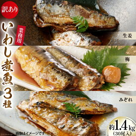 【ふるさと納税】訳あり 業務用 いわし煮魚 3種×10尾 計30尾入 約1.4kg 簡易包装 [カネダイ 宮城県 気仙沼市 20562811] いわし 生姜煮 梅肉煮 みぞれ煮 イワシ 国産 冷凍 訳アリ 鰯 魚 冷凍 おかず 焼き魚 食べ比べ 本格的 簡単 時短 高級 魚介類 レビューキャンペーン