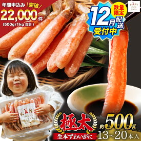 【ふるさと納税】 【12月配送受付中 数量限定】【選べる配送時期】 極太 生本ずわいがに 棒肉ポーション 約500g 13本～20本入り 殻剥き不要 ! 脚肉のみ ! [カネダイ 宮城県 気仙沼市 20565783] 蟹 かに カニ ずわいがに ズワイガニ ずわい蟹 ズワイ蟹 カニ脚 蟹脚 カニ棒肉