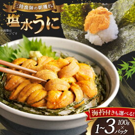 【ふるさと納税】 【期間限定発送】三陸産 塩水うに 【選べる内容量】 [村東商店 宮城県 気仙沼市 20565952] 魚介 海鮮 三陸 うに ウニ 塩水ウニ 雲丹 三陸産 冷蔵 期間限定 数量限定 100g 1p 2p 3p 海苔 のり ノリ 手巻き セット 寿司 丼 丼ぶり 海鮮丼