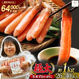 【ふるさと納税】 極太 生本ずわいがに 棒肉ポーション 約1kg 26本〜40本入り 殻剥き不要 ! 脚肉のみ ! [カネダイ 宮城県 気仙沼市 20565782] 蟹 かに カニ ずわいがに ズワイガニ ずわい蟹 ズワイ蟹 カニ脚 蟹脚 カニ棒肉