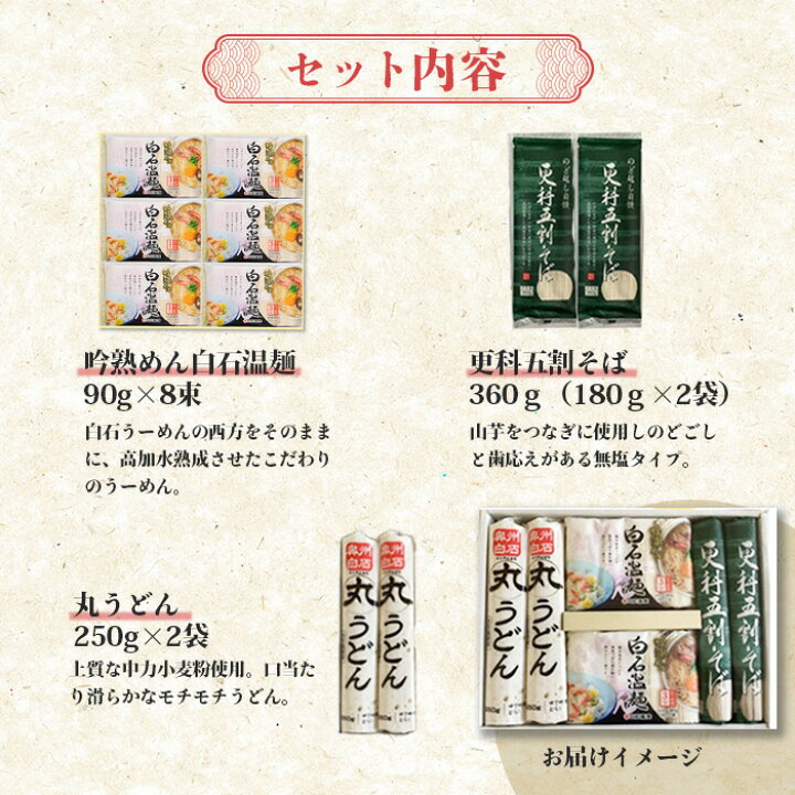 楽天市場】【ふるさと納税】麺詰合松（まつ）セット 3種 吟熟めん白石 
