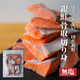 【ふるさと納税】センシン食品 ※無塩※ 銀鮭切り身 30g×20枚　 宮城県産 鮭 国産 魚切り身 骨取り 鮭 サーモン 銀鮭 切身 カマ さけ サケ シャケ しゃけ 個包装 小分け 時短朝食 お弁当 食べきりサイズ20切れ