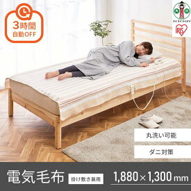 【ふるさと納税】 電気毛布 掛け敷き兼用 アイリスオーヤマ 188×130cm ブラウン 電気かけしき毛布 洗える ダニ退治機能付き 自動切タイマー 掛け毛布 敷き毛布 かけ敷兼用 丸洗い可能 ダニ退治 洗える 切タイマー付き おすすめ 人気 アイリス EHB-1813-T