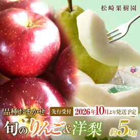 【ふるさと納税】【2026年発送／先行予約】品種おまかせ 旬のりんごと洋梨詰合せ 約5kg【松崎果樹園】 | フルーツ 果物 くだもの 食品 人気 おすすめ 送料無料