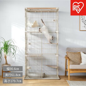 【ふるさと納税】ウッディキャットケージ3段 PWCR-963V ライトベージュ | キャットケージ 猫ケージ 猫用ケージ ケージ ウッディ 室内用 3段 三段 スリム 省スペース 縦型 お留守番 安心 安全 扉付き ペット用品 おしゃれ インテリア 人気 おすすめ アイリスオーヤマ