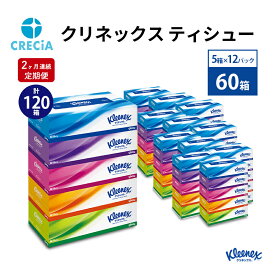 【ふるさと納税】【2ヶ月連続定期便】ティッシュペーパー クリネックスティシュー 60箱 360枚（180組）5箱×12パック入り　【定期便・ 日用品 消耗品 丈夫 ふんわり ボックスティッシュ リビング 寝室 社内 】