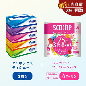 【ふるさと納税】 [選べる容量/回数] セット ティッシュペーパー クリネックス 5箱 トイレットペーパー スコッティ ダブル 4ロール 香り付き 3倍長持ち 高品質 上質 柔らか ふんわり 日本製 日用品 生活用品 生活必需品 防災 備蓄 便利 楽 コンパクト 宮城県 岩沼市