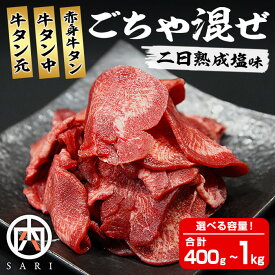 【ふるさと納税】＜選べる！＞牛タン元 牛タン中 赤身牛タン ごちゃ混ぜ 400g〜1kg 二日熟成塩味 牛タン タン 牛たん 牛肉 肉 食品 冷凍保存 焼肉 BBQ バーベキュー【株式会社佐利】tm402・tm403