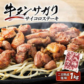 【ふるさと納税】牛肉 牛タンサガリ サイコロステーキ セット 1kg ( 500g × 2パック ) 約6 ～ 8人分 二日 熟成 塩味 | 肉 お肉 にく 焼肉 焼き肉 やきにく BBQ バーベキュー パーティ 冷凍 美味しい ギフト お取り寄せ グルメ 人気 おすすめ 佐利 宮城県 登米市