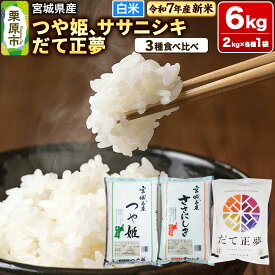 【ふるさと納税】【新米受付】【ブランド米・食べ比べ】宮城県産 つや姫・ササニシキ・だて正夢 令和7年産 白米 2kg×3品種