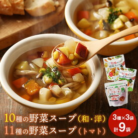 【ふるさと納税】スープ 野菜スープ 3種9袋 冷蔵 和風スープ 洋風スープ トマトスープ パウチ レトルト 10種の野菜スープ 11種の野菜スープ 宮城県 東松島市 石川食品