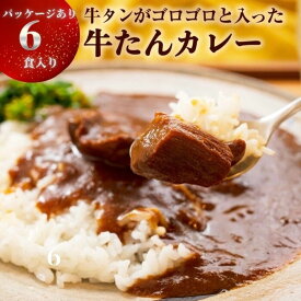 【ふるさと納税】牛タン カレー 大きめ牛タンがゴロゴロ入った 牛たんカレー（ 箱パッケージ入り 6個 ) レトルト カレー 常温保存 宮城県 東松島市 ローリングストック ご当地カレー オンライン ワンストップ 自治体マイページ