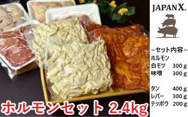 【ふるさと納税】JAPAN X ホルモンバラエティセット2.4kg(モツ・タン・レバー・ハラミ・テッポウ）　【04301-0070】