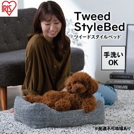 【ふるさと納税】ツイードスタイルベッド P-TB530 グレー　【猫用ベッド 小型犬用ベッド ペット用品 高級感 ツイード生地 型崩れしにくい ふかふか 滑り止め付き 洗える】