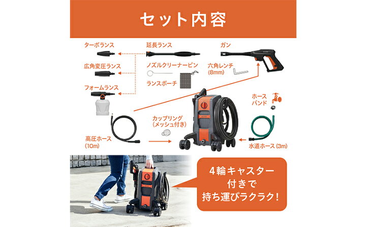 楽天市場】【ふるさと納税】高圧洗浄機 FBN-701-D オレンジ 持ち運びが 