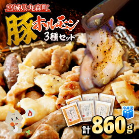 【ふるさと納税】【古今東北】 丸森町大槻ファーム 豚ホルモン3種セット(計860g） | 古今東北 豚ホルモン セット めぐみ野豚 三元豚 豚肉 焼肉 ホルモン 味付き しこうまテッポウ塩 辛味噌 にんにくネギ塩 柔らかい 肉厚 お取り寄せ 宮城県 丸森町 丸森【30002AA0101】