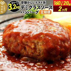 【ふるさと納税】《定期便2ヶ月》ドドンと3.2kg！昔懐かしいトマト系デミグラスソースハンバーグ (160g×20個)×2回 肉 洋食 簡単 大容量 湯煎 湯せん 個包装