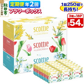 【ふるさと納税】《6ヶ月ごとに2回お届け》定期便 ティッシュペーパー スコッティ フラワーボックス250組 54箱(3箱×18パック) 【レビューキャンペーン中】