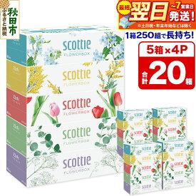 【ふるさと納税】最短翌日発送ティッシュペーパー スコッティ フラワーボックス250組 20箱(5箱×4パック) ティッシュ 秋田市オリジナル 最短翌日発送
