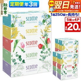 【ふるさと納税】《4ヶ月ごとに3回お届け》定期便 ティッシュペーパー スコッティ フラワーボックス250組 20箱(5箱×4パック) ティッシュ 秋田市オリジナル 最短翌日発送