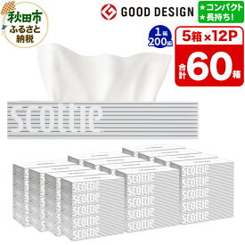 【ふるさと納税】ティッシュペーパー スコッティ 200組 60箱(5箱×12パック) ティッシュ 日用品