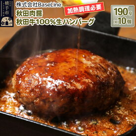 【ふるさと納税】【ドンと190g】秋田肉醤秋田牛100％ハンバーグ（190g）×10個 生ハンバーグ 加熱必要