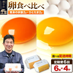 【ふるさと納税】【常温発送】《定期便6ヶ月》黄身の余韻6個×2P・ひとたま6個×2P 計24個【発送時期が選べる】6か月 6ヵ月 6カ月 6ケ月 卵 玉子 たまご 2種類 味比べ 食べ比べ 開始時期選べる