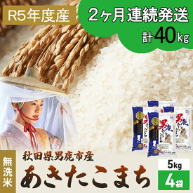 【ふるさと納税】定期便 無洗米 令和5年産 あきたこまち 20kg 5kg×4袋 2ヶ月連続発送（合計 40kg） 秋田食糧卸販売　【定期便・ お米 白米 ブランド米 ご飯 おにぎり お弁当 産地直送 】　お届け：2023年10月16日から順次発送予定