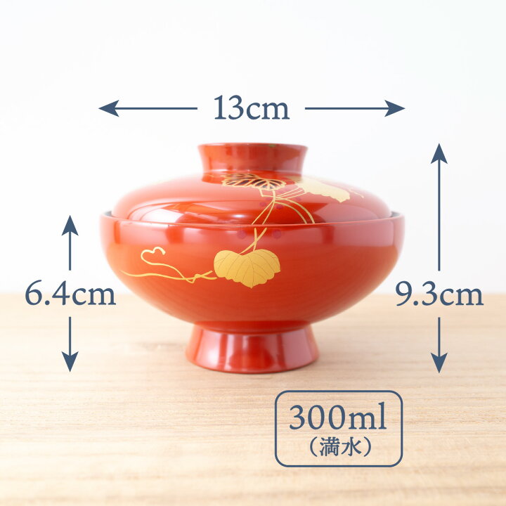 吸い物椀 6客 漆器 蒔絵 朱色 箱付き ふりこ人形 24.11.24−1