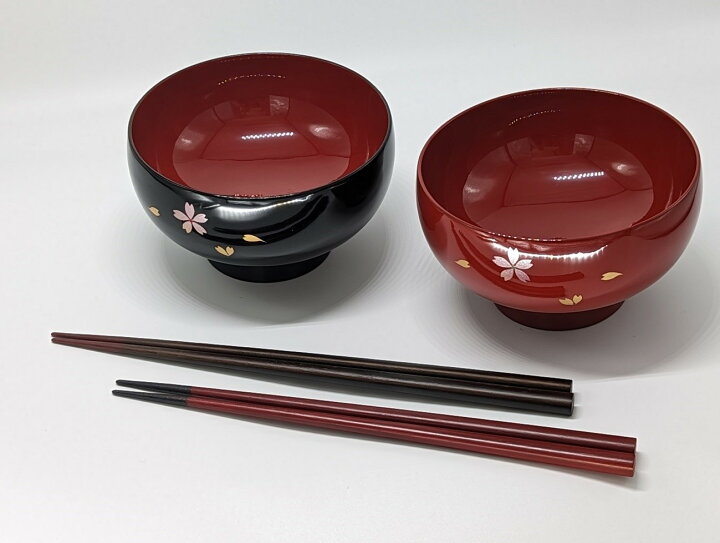 楽天市場】【ふるさと納税】川連漆器 福汁椀 夫婦桜 塗分け箸セット 