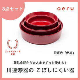 【ふるさと納税】aeru 川連漆器のこぼしにくい器 3点セット 赤紅【(株)和える】[F15602]