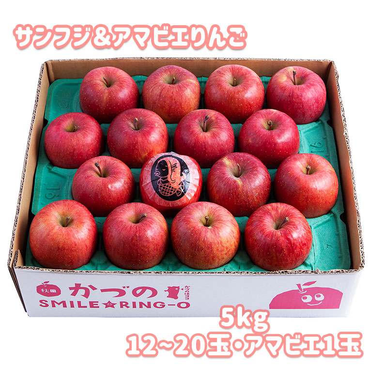 かづのSMILE☆RING-O 【ふるさと納税】りんご サンふじアマビエりんご 5kg（12～20玉、アマビエ1玉）