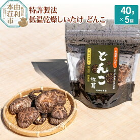 【ふるさと納税】岩城町農園 特許製法 低温乾燥しいたけ どんこ 200g(40g×5個)