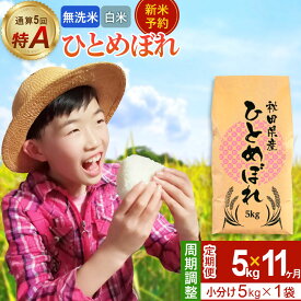 【ふるさと納税】＜令和8年産 新米受付＞《定期便11ヶ月》【無洗米／白米】通算5回 特A 秋田県産ひとめぼれ 5kg (5kg×1袋)×11回 [新米 先行受付 米 白米 無洗米 特A 精米 秋田県 東北 お米 ひとめぼれ 小袋 小分け 直前精米]