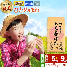 【ふるさと納税】《定期便9ヶ月》令和7年産【無洗米／白米】通算5回 特A 秋田県産ひとめぼれ 5kg (5kg×1袋)×9回 開始時期選べる お届け周期調整 隔月に調整OK お米 米 こめ 藤岡農産