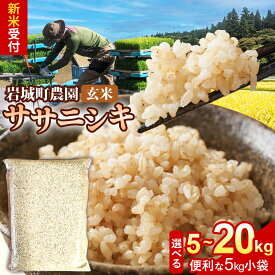 【ふるさと納税】《令和8年産 新米受付》【玄米】ササニシキ【選べる 容量：5kg／10kg／15kg／20kg】秋田県 由利本荘市産 真空パック 岩城町農園 [新米予約 米 お米 玄米 秋田県産 ササニシキ ブランド米 食卓 おにぎり 秋田県産 秋田]