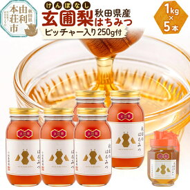 【ふるさと納税】【令和8年度産】小松養蜂場 はちみつ 秋田県産 100％ 玄圃梨蜂蜜 1kg×5本 ピッチャー250g付 計5.25kg [はちみつ ハチミツ 蜂蜜 国産 秋田県産]