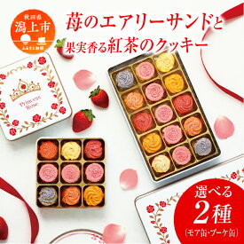 【ふるさと納税】プリンセス ローズ 苺のエアリーサンド モア缶 ブーケ缶 エアリーサンド フルーツクッキー 焼き菓子 詰め合わせ 秋田県産 いちご サキホコレ 米粉 クッキー サンド スイーツ お菓子 洋菓子 フルーツ ギフト 贈り物 潟上市【パティスリー・パルテール】