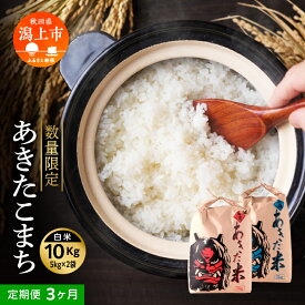 【ふるさと納税】定期便 秋田県産 あきたこまち 3か月 10kg 5kg × 2袋 令和7年産 精米 直送 米 お米 こめ おこめ コメ ブランド米 産地直送 贈り物 プレゼント おいしい 秋田こまち 三ヶ月 定期 一人暮らし 秋田県潟上市 【鎌仁商店】