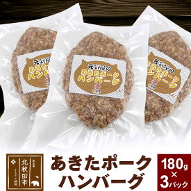 【ふるさと納税】あきたポーク ハンバーグ 180g×3パック【冷凍】豚肉 湯煎 ボイル 個包装 小分け 少量 お試し