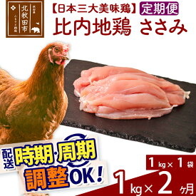 【ふるさと納税】《定期便2ヶ月》 比内地鶏 ささみ 1kg（1kg×1袋）×2回 計2kg 【選べる配送時期】