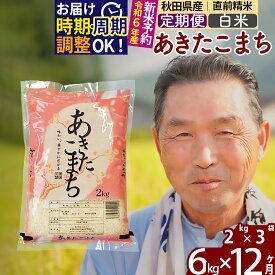 【ふるさと納税】※令和6年産 新米予約※《定期便12ヶ月》秋田県産 あきたこまち 6kg【白米】(2kg小分け袋) 2024年産 お届け周期調整可能 隔月に調整OK お米 おおもり