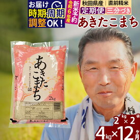 【ふるさと納税】《定期便12ヶ月》秋田県産 あきたこまち 4kg【3分づき】(2kg小分け袋) 令和5年産 発送時期が選べる 隔月お届けOK お米 おおもり