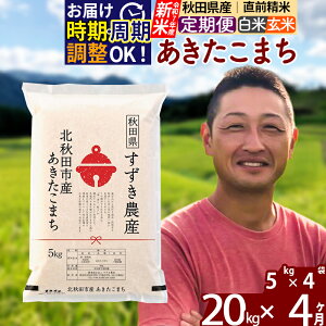 【ふるさと納税】※令和7年産 新米※《定期便4ヶ月》秋田県産 あきたこまち 20kg【白米/玄米】(5kg小分け袋) 2025年産 お届け時期選べる お届け周期調整可能 隔月に調整OK お米 すずき農産