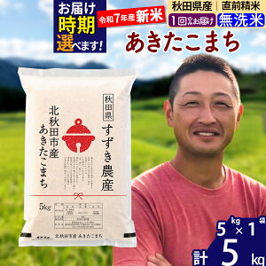 【ふるさと納税】※令和7年産 新米※秋田県産 あきたこまち 5kg【無洗米】(5kg小分け袋)【1回のみお届け】2025年産 お届け時期選べる お米 すずき農産